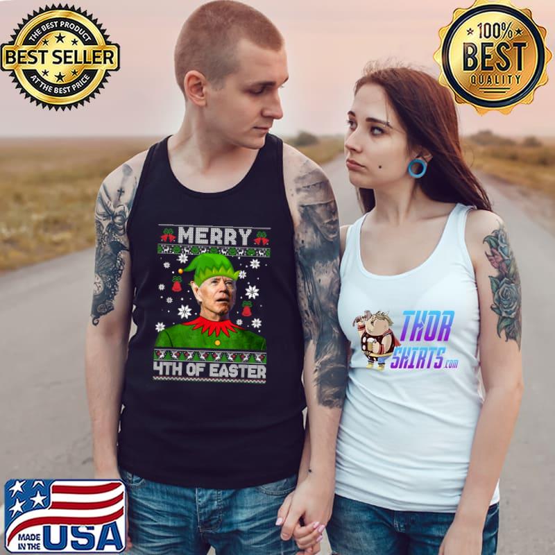 Biden Elf Ugly Christmas Sweater Merry 4th Of Easter T-Shirt Tank Top
