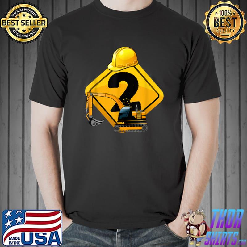 Birthday Boy 2 Years Old Construction Excavator 2nd T-Shirt
