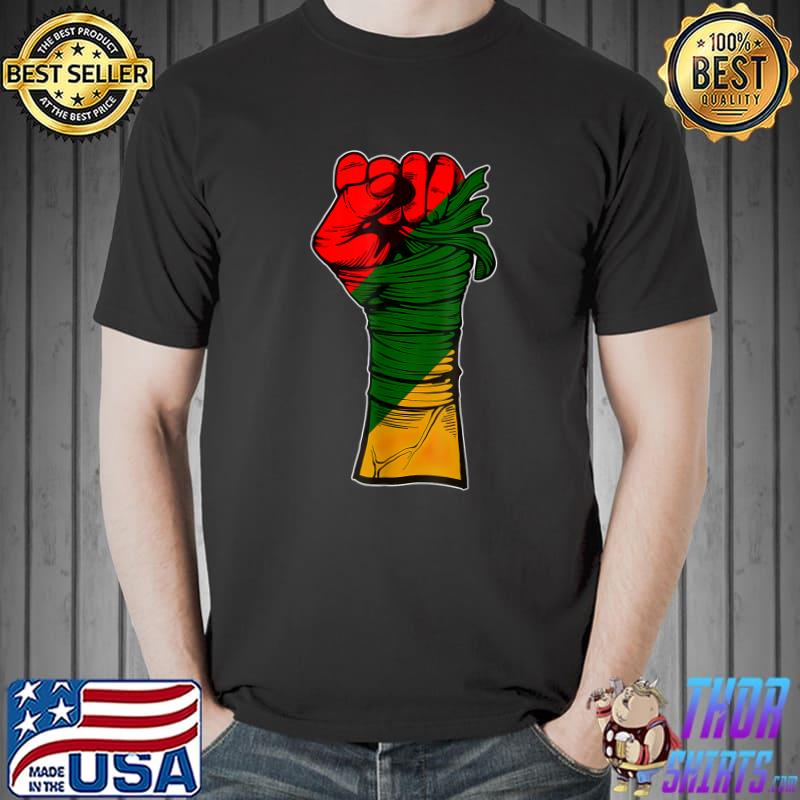Black History Month Fist Hand Strong Flag Symbol T-Shirt