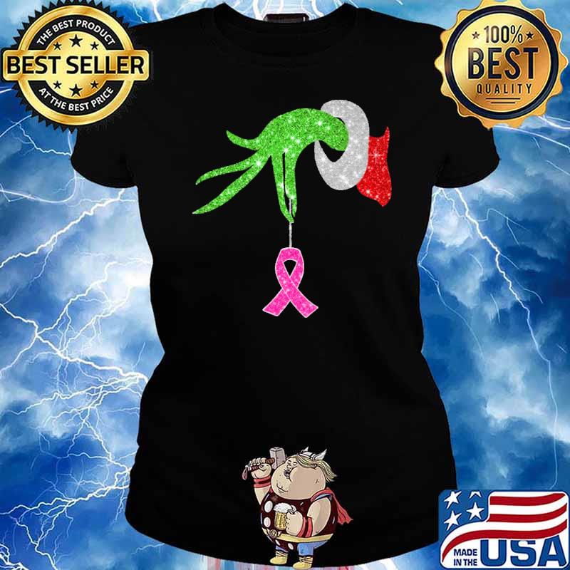 Breast Cancer Ribbon grinch Shirt Ladies tee