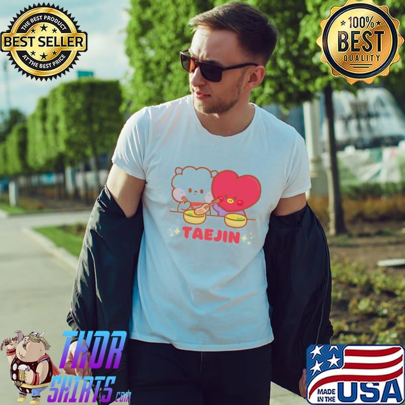 Bts bt21 character rj and tata taejin stan bias eating noodles classic shirt