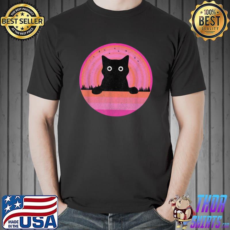Cat Rehoming Care Vet Doctor Rescue Cute Kitten Vintage Sunset T-Shirt