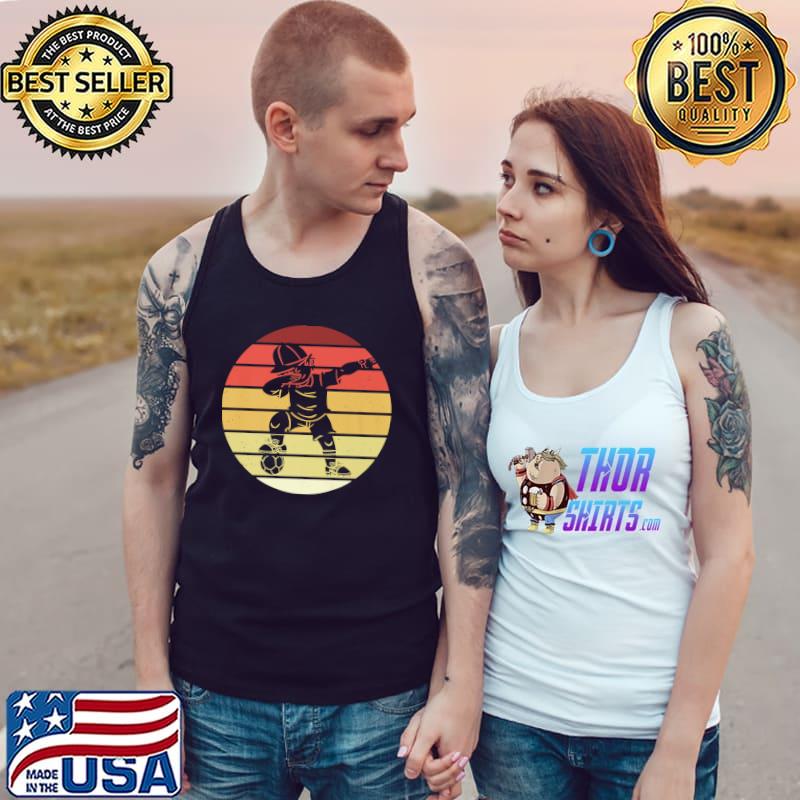 Child Soccer Retro Sunset Dabbing Sillhouette Soccer Player T-Shirt Tank Top