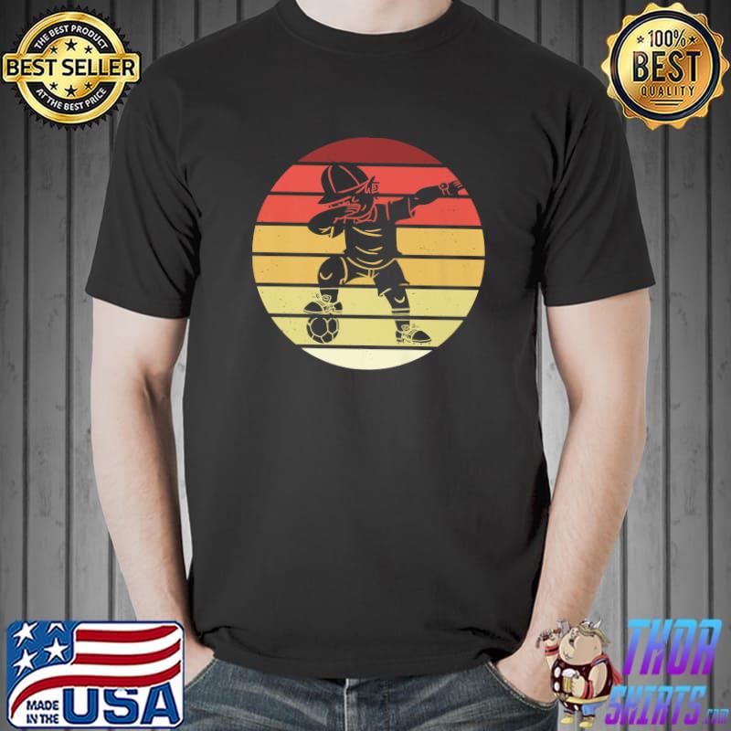 Child Soccer Retro Sunset Dabbing Sillhouette Soccer Player T-Shirt