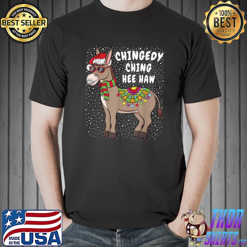 Chingedy Ching Hee Haw Donkey Santa Hat Apparel Merry Christmas Gift T-Shirt