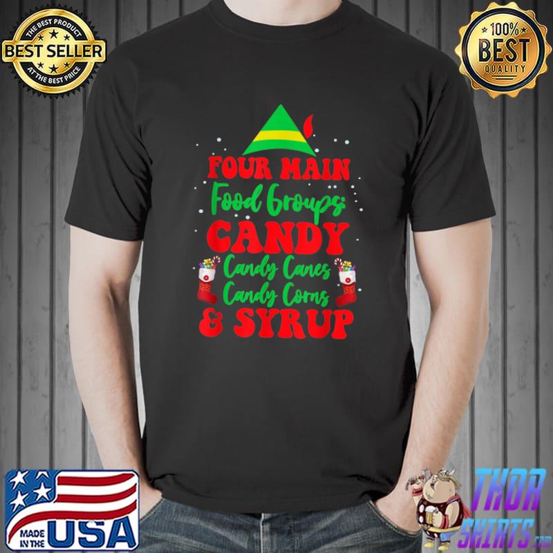 Christmas Four Main Food Groups Elf Buddy Xmas Pajama Gifts T-Shirt