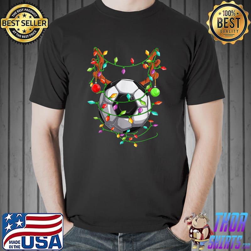 Christmas Reindeer Soccer Lights Christmas Family Pajamas T-Shirt