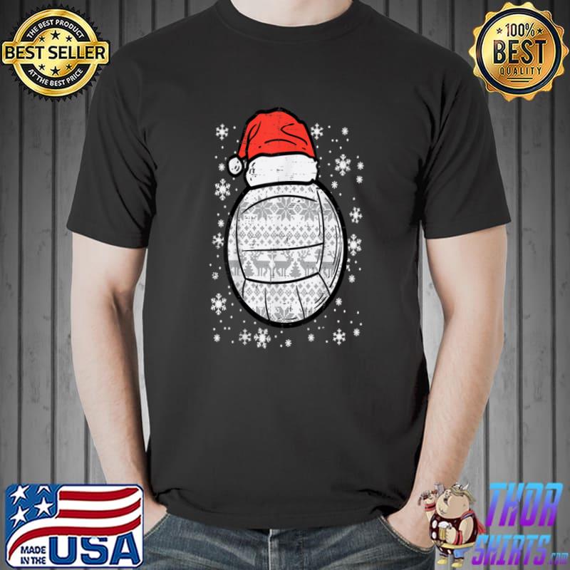 Christmas Volleyball Lovers Santa Hat Snows Xmas Sports T-Shirt