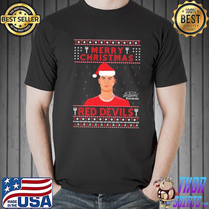 Cristiano ronaldo cr7 manchester united merry christmas red devils classic shirt
