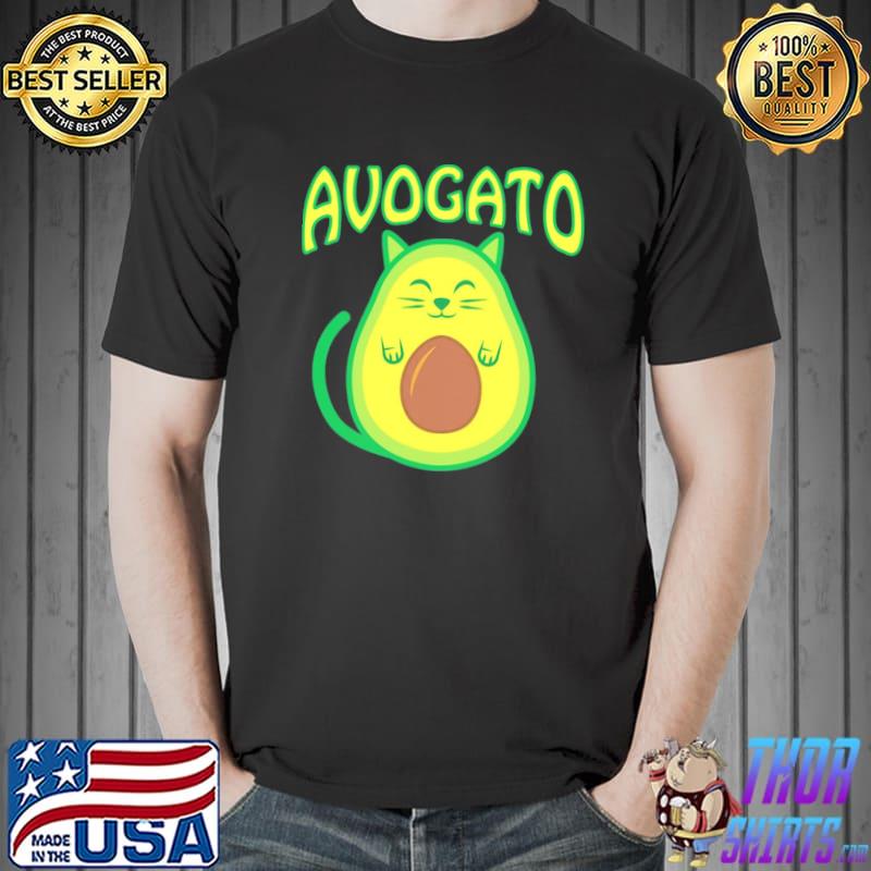 Cute avogato cat and avocado funny design classic shirt
