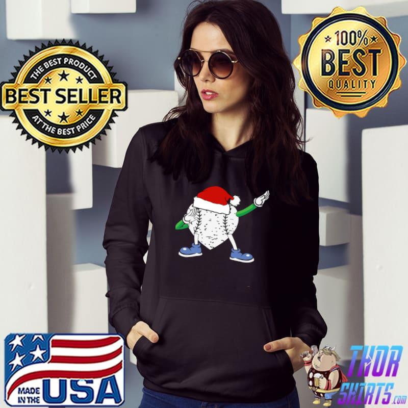 Dabbing Baseball Heart Ball Christmas Santa Hat Happy Xmas T-Shirt Hoodie