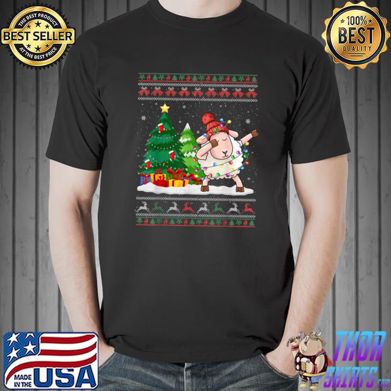 Dabbing Sheep Lover Santa Hat Ugly Christmas Sweater T-Shirt
