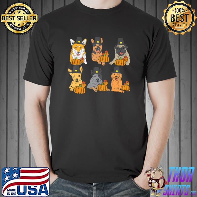 Dogs Pumpkin Cute Halloween Fall Autumn Thanksgiving T-Shirt