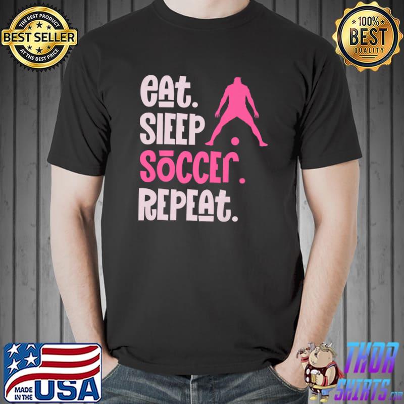 Eat Sleep Soccer Repeat Retro Soccer Graphic T-Shirt