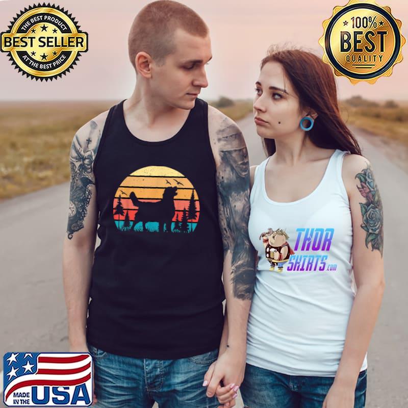 Golden Retriever Dog Puppy Lover Retro Sunset T-Shirt Tank Top