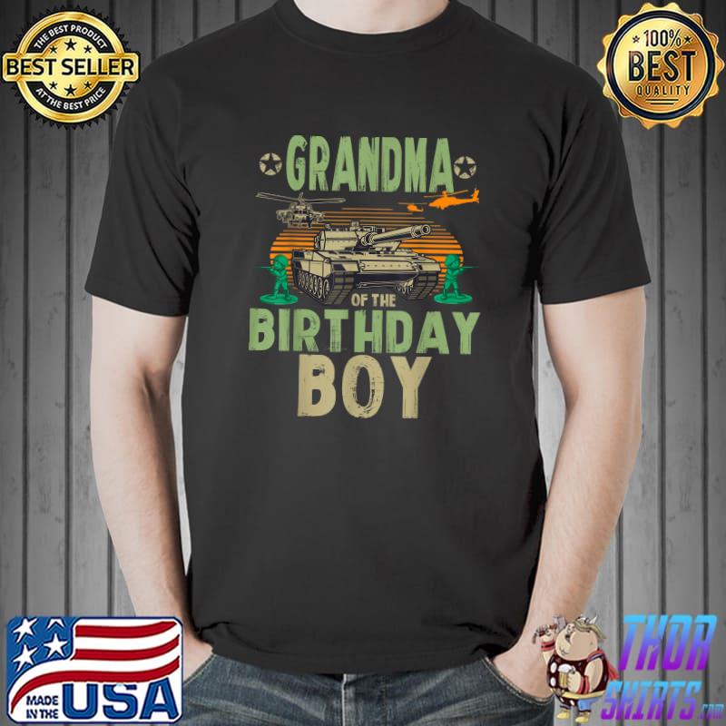 Grandma Of The Birthday Boy Army Party Matching Family Vintage T-Shirt