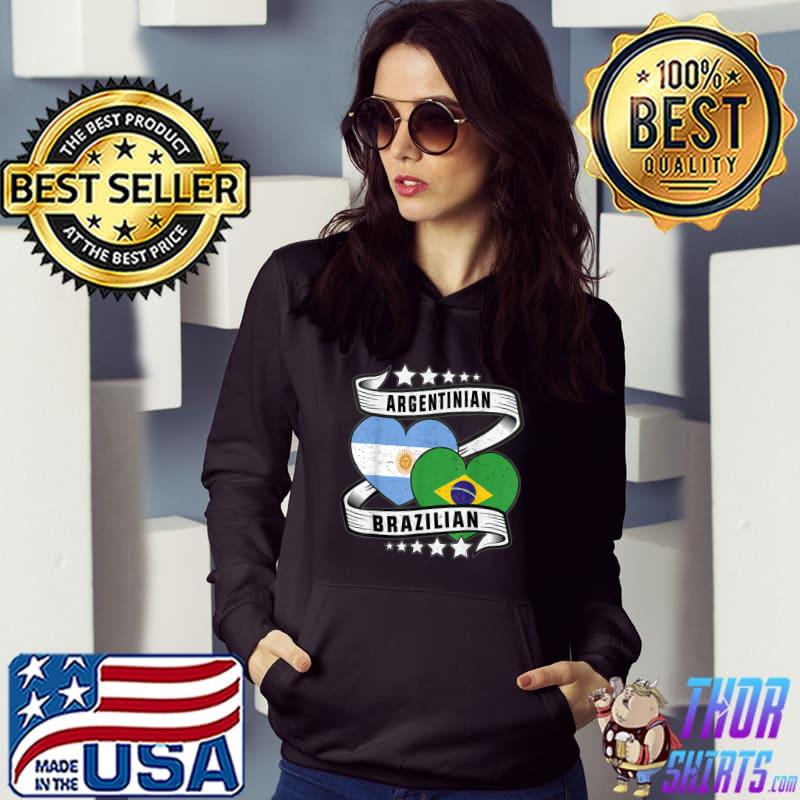 Half Argentinian Half Brazilian Argentina And Brazil Flag And Stars T-Shirt Hoodie