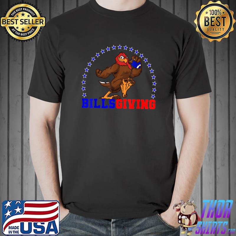 Happy Billsgiving Chicken Football Thanksgiving Stars T-Shirt