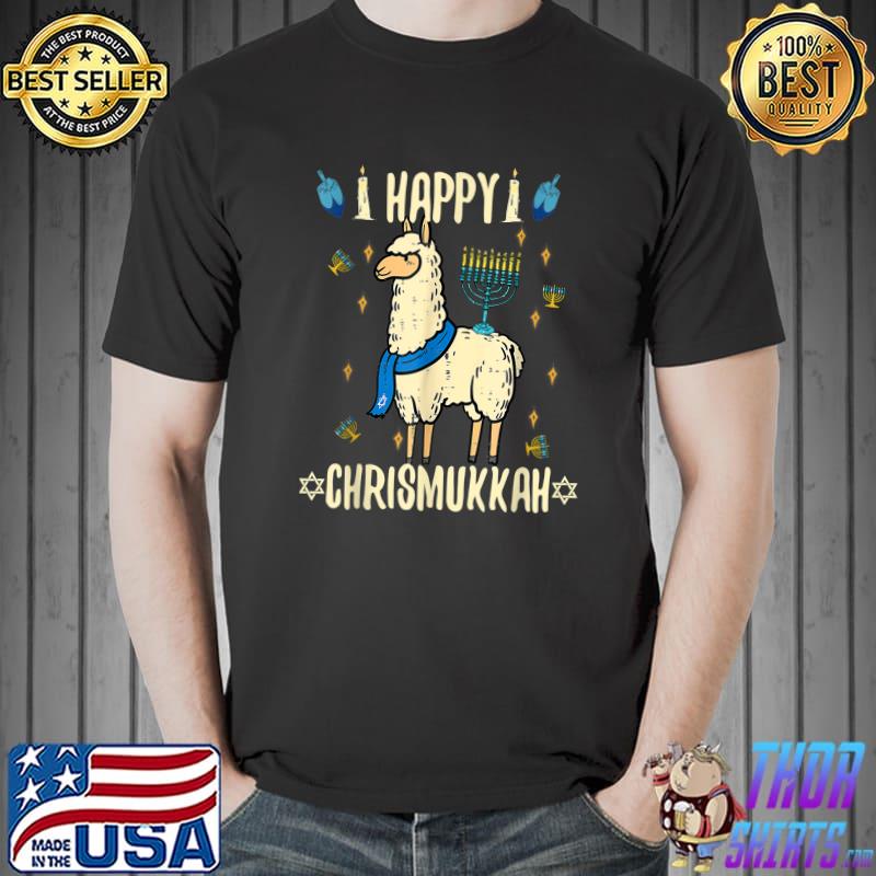 Happy Chrismukkah Menorah Llama Hanukkah Christmas T-Shirt