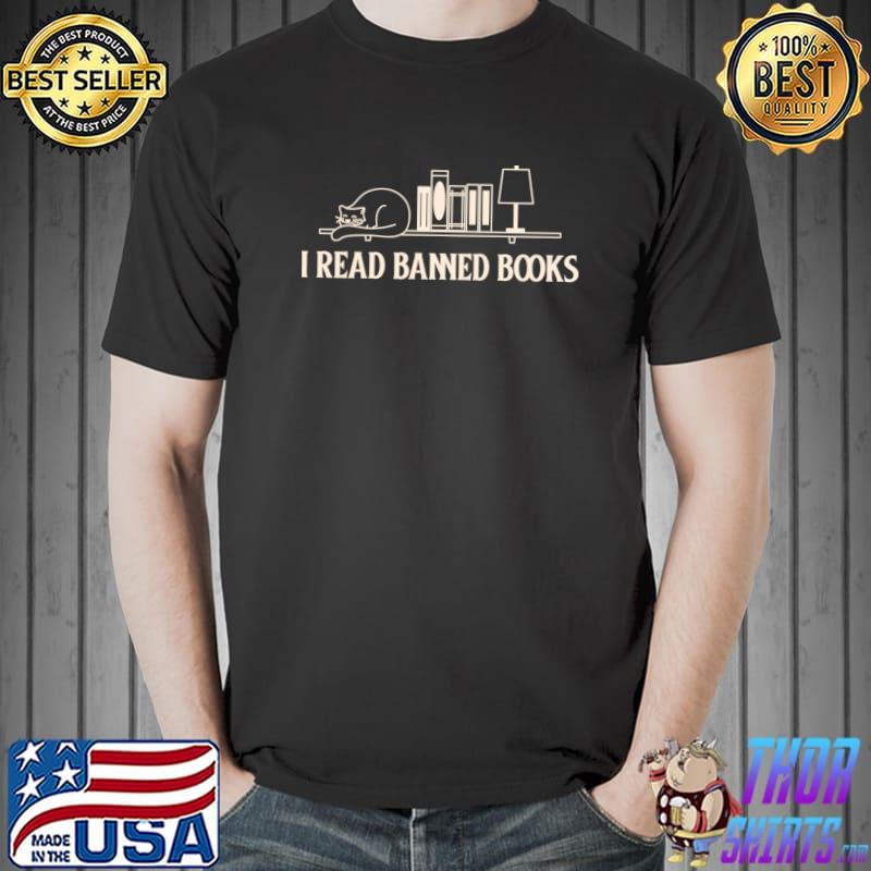 I read banned books cat bookshelf T-Shirt