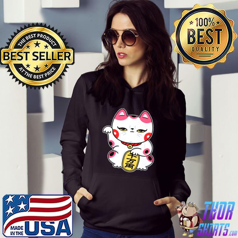 Japanese Good Luck Cat Maneki-neko Feng Shui Cat T-Shirt Hoodie