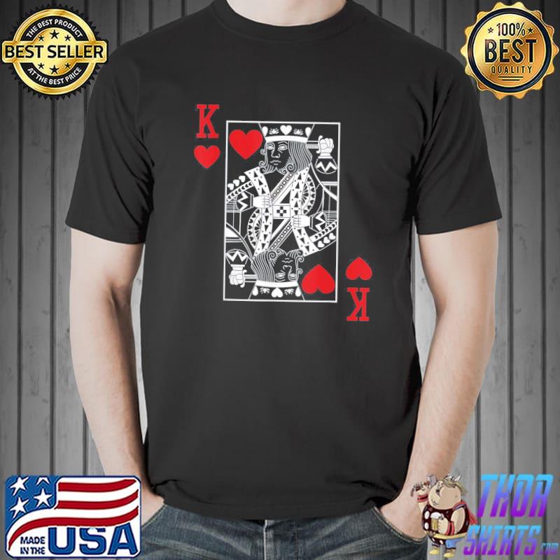 King of hearts playing cards casino poker magician costume shirt