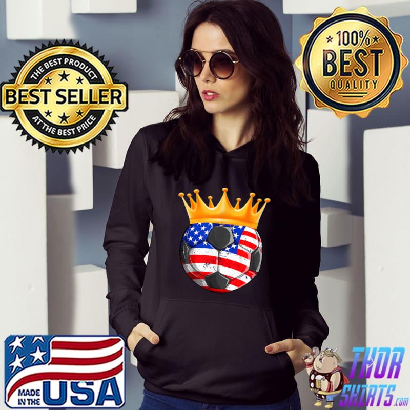 King Soccer American Flag Crown Sport Lover T-Shirt Hoodie