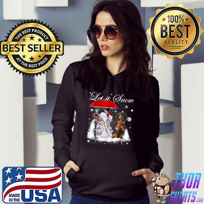 Let It Snow Dachshund Santa Dog Christmas Snowman Xmas Pajama T-Shirt Hoodie