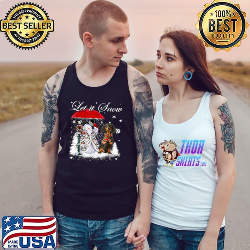 Let It Snow Dachshund Santa Dog Christmas Snowman Xmas Pajama T-Shirt Tank Top