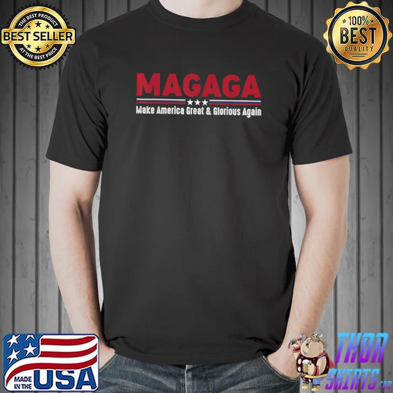 Magaga Make America Great And Glorious Again Stars Election 2024 Red Blue Line T-Shirt
