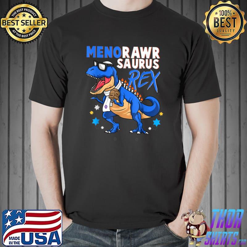 Menoraws Saurus Rex Hanukkah Jewish Dinosaur Hanukkah T Rex T-Shirt