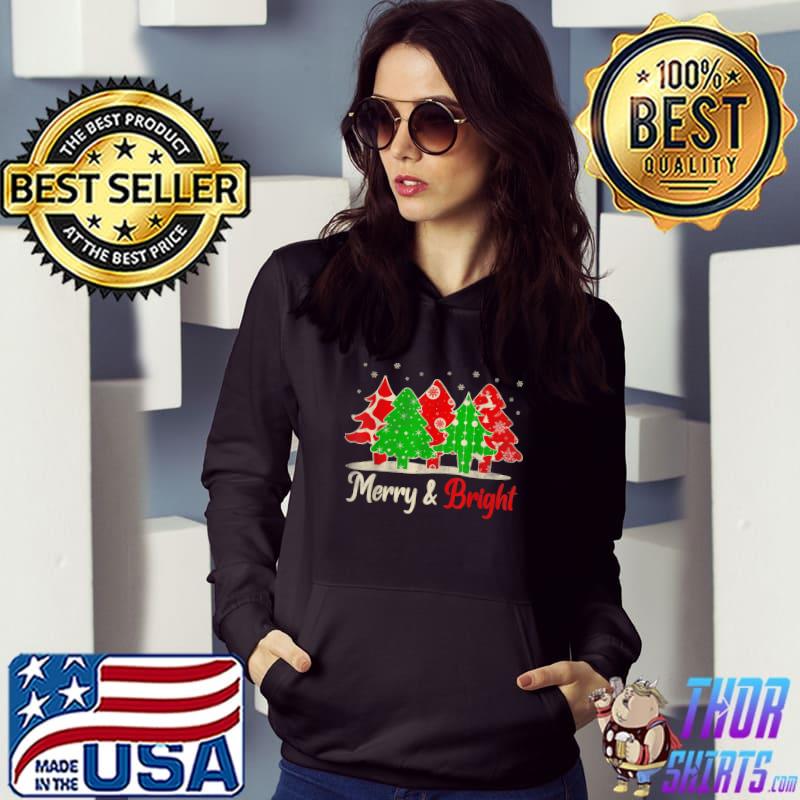 Merry And Bright Christmas Tree Lights Xmas T-Shirt Hoodie