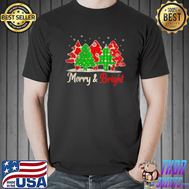 Merry And Bright Christmas Tree Lights Xmas T-Shirt