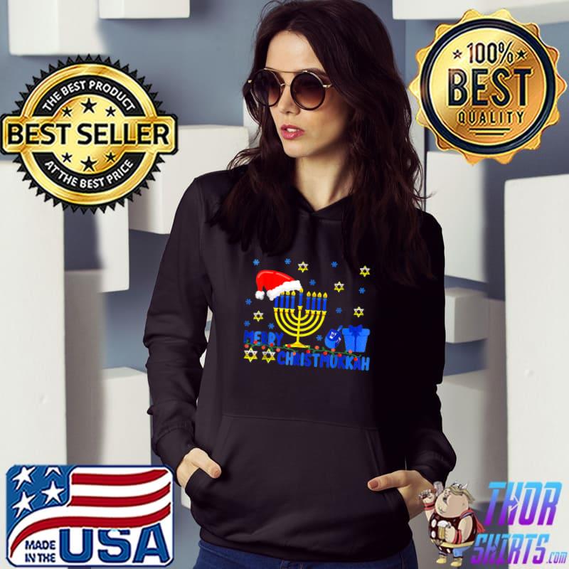 Merry Chrismukkah 2022 Santa Hat Happy Hanukkah Christmas T-Shirt Hoodie