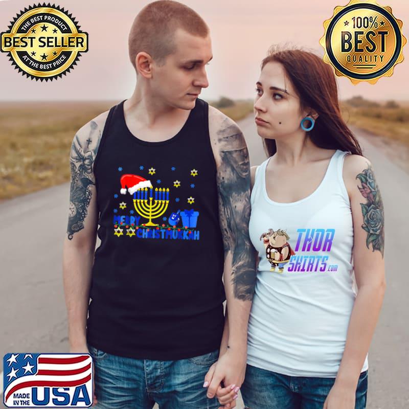 Merry Chrismukkah 2022 Santa Hat Happy Hanukkah Christmas T-Shirt Tank Top