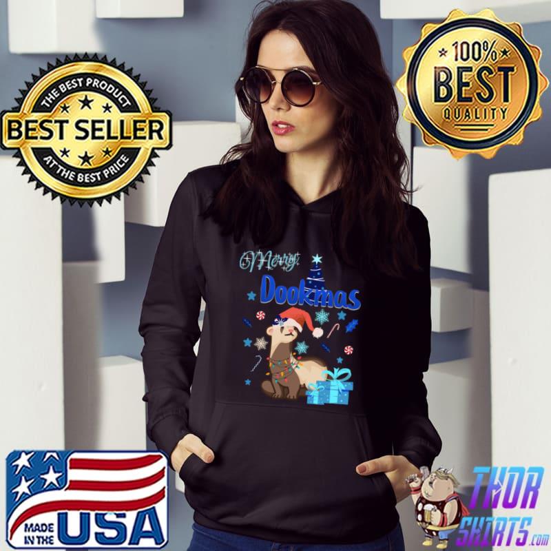Merry Dookmas Ferret Christmas Blue Gift Cold Edition T-Shirt Hoodie
