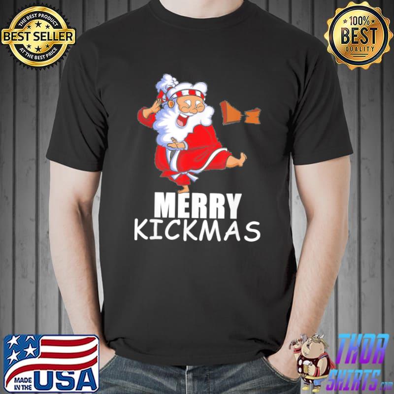 Merry kickmas karate santa family matching pajamas shirt