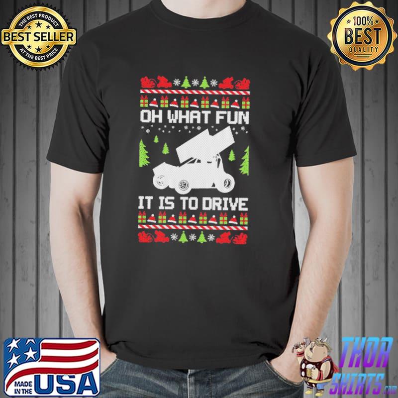 Oh what fun it is to drive sprint car ugly christmas racer classic shirt