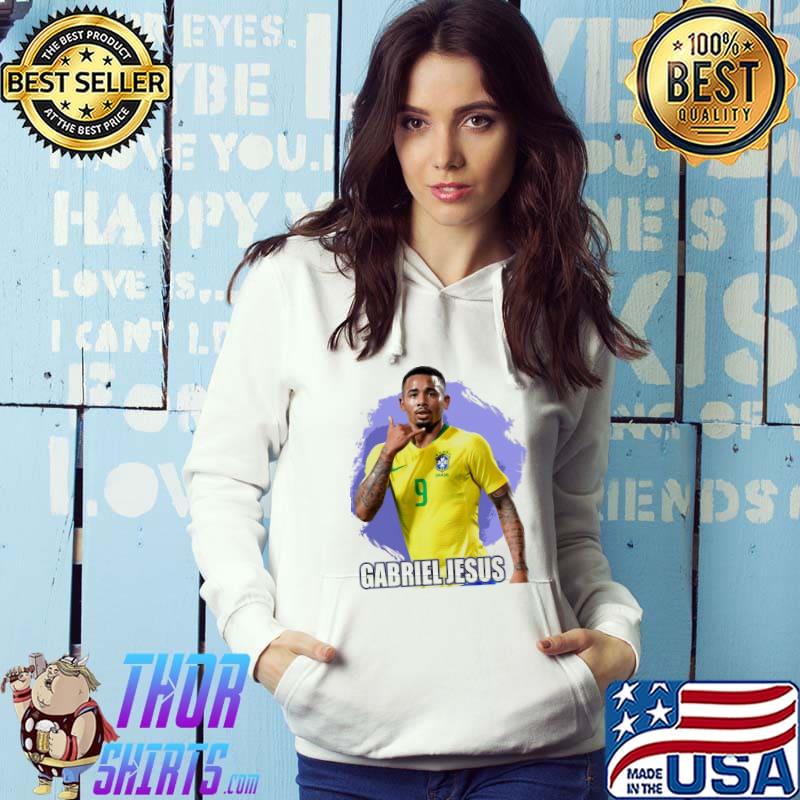 Out I march with bat and pad gabriel Jesus Brazil Football sport s Hoodie