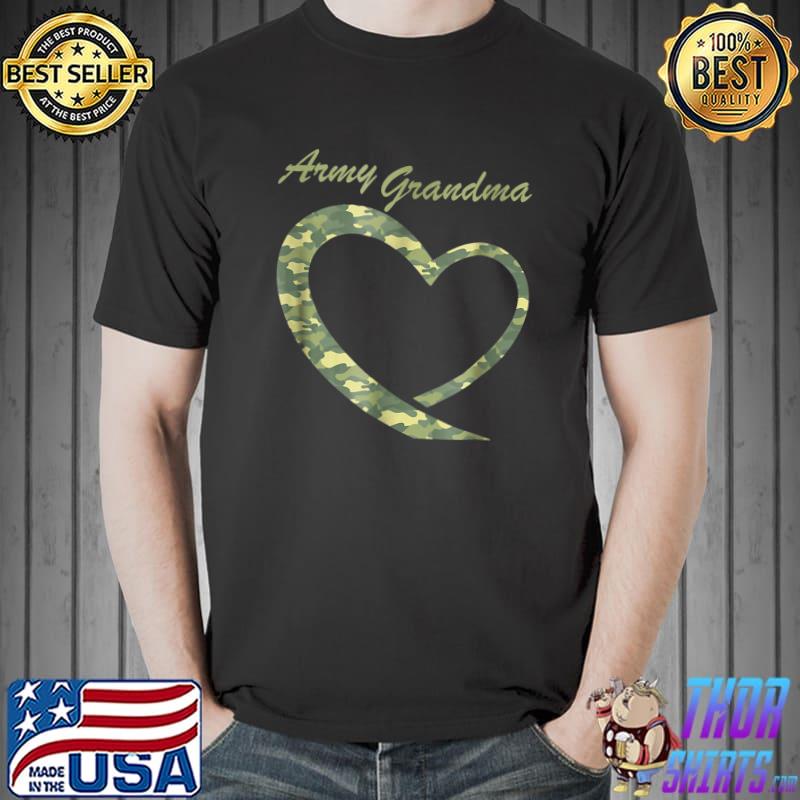Proud Army Grandma Heart Military Grandma Camouflage T-Shirt