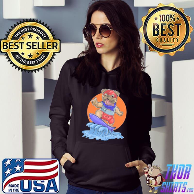 Pug dog on surfboard clasisc s Hoodie