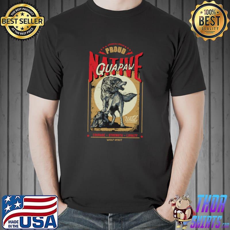 Quapaw Native American Indian Born Wolf Spirit Retro T-Shirt
