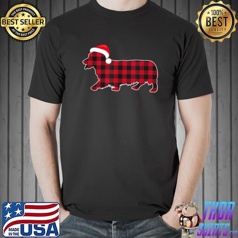 Red And Black Christmas Buffalo Plaid Pembroke Welsh Corgi T-Shirt