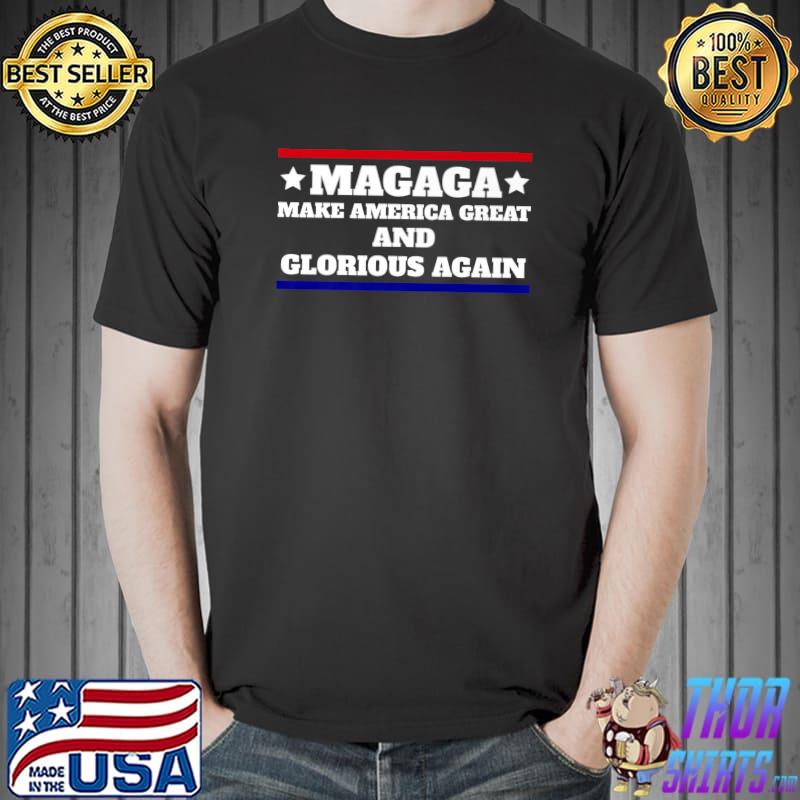 Red And Blue Line Stars Magaga Make America Great And Glorious Again T-Shirt