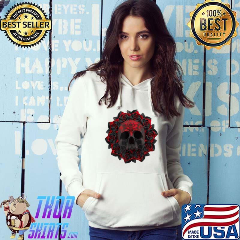 Red Rose Skull Pop Art T-Shirt Hoodie