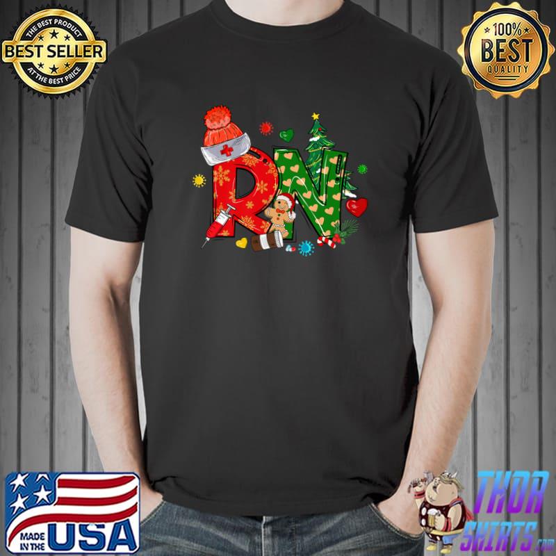 Rn Santa Hat Xmas Tree Christmas Registered Nurse Appreciation Nursing T-Shirt