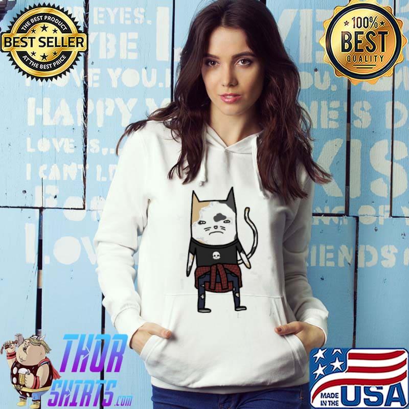 Sad cat in grunge clothes classic s Hoodie
