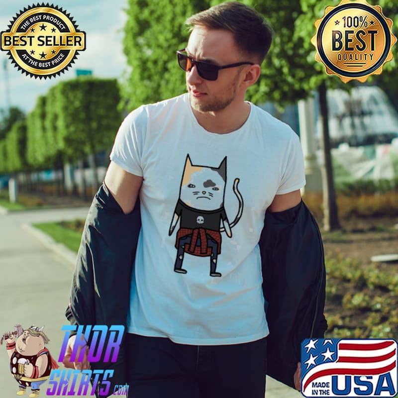 Sad cat in grunge clothes classic shirt
