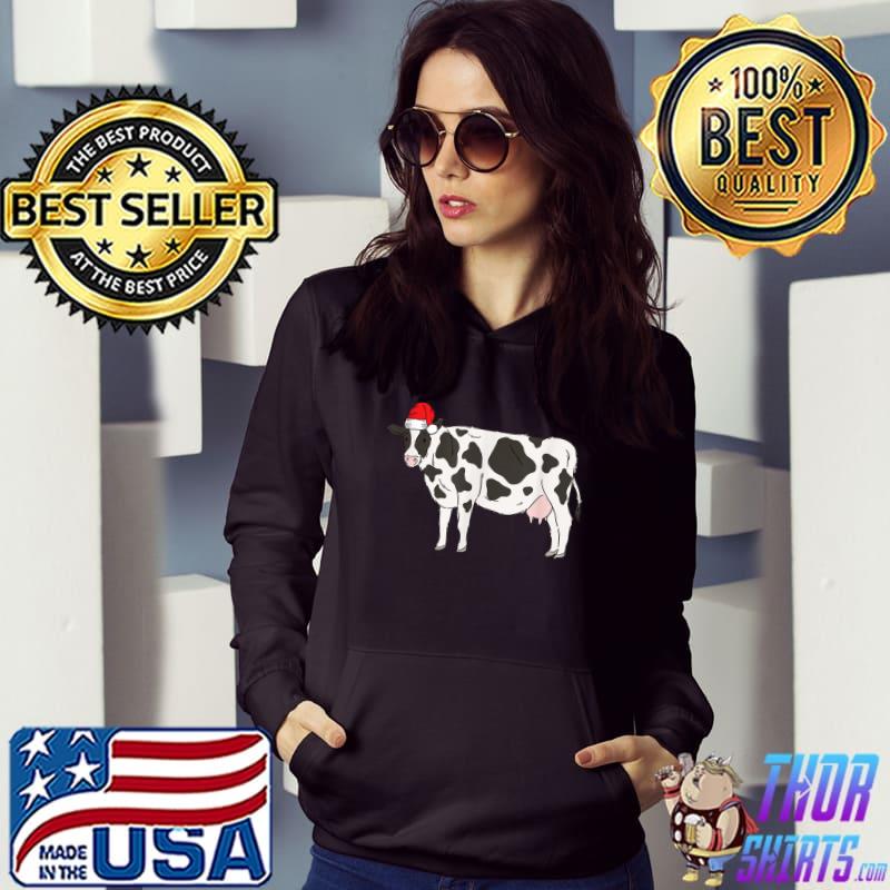 Santa Cow Christmas Winter Farm Animal Farmer Holiday T-Shirt Hoodie