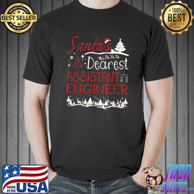 Santa's Dearest Assistant Engineer Xmas Tree Job Christmas T-Shirt